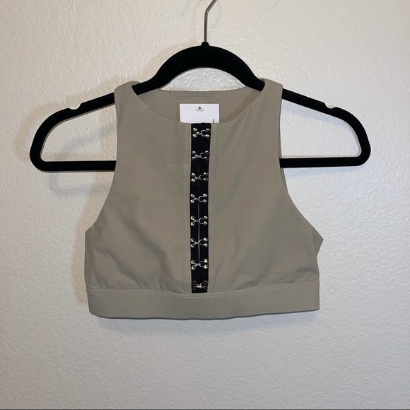 Koral Other - NWT Koral Tan & Black Hook & Eye Accent High Neck Sports Bra Medium